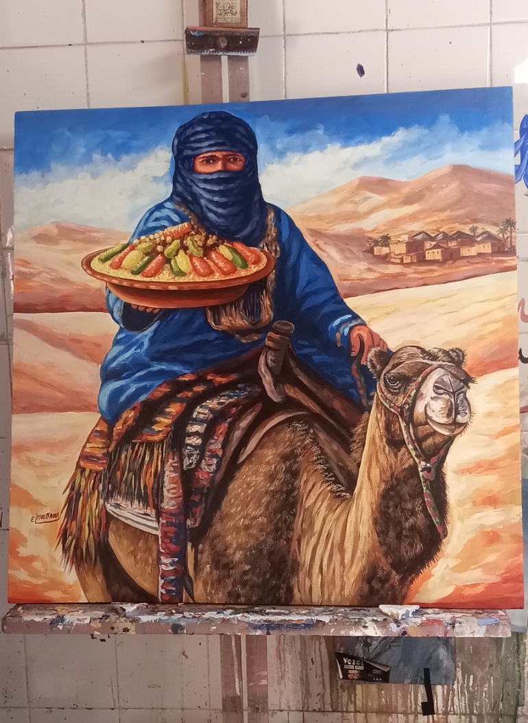 لوحة فنية مرسومة باليد على الثوب